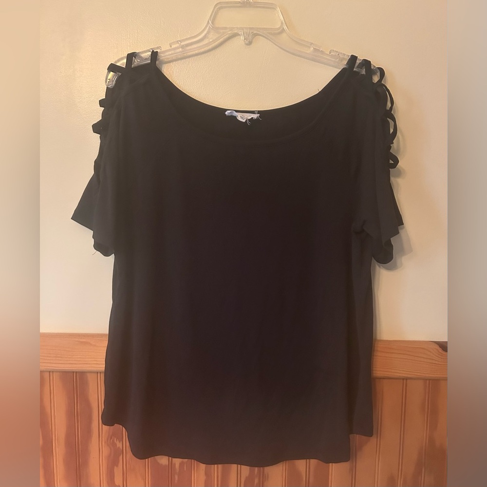 Cloud Chaser Black Cut-Out Short Sleeve Blouse